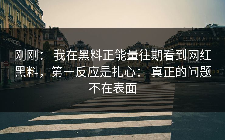 刚刚： 我在黑料正能量往期看到网红黑料，第一反应是扎心： 真正的问题不在表面