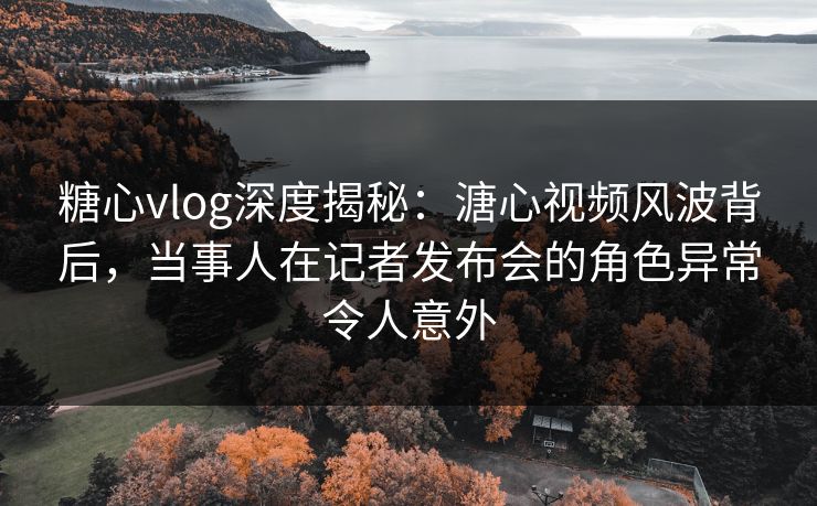 糖心vlog深度揭秘：溏心视频风波背后，当事人在记者发布会的角色异常令人意外