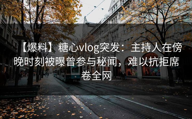 【爆料】糖心vlog突发：主持人在傍晚时刻被曝曾参与秘闻，难以抗拒席卷全网